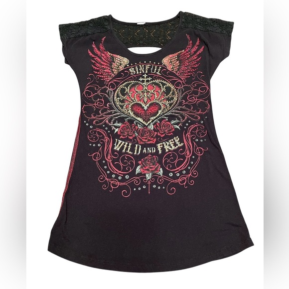 Sinful Celestina T-Shirt - Black Size XS - Picture 3 of 10